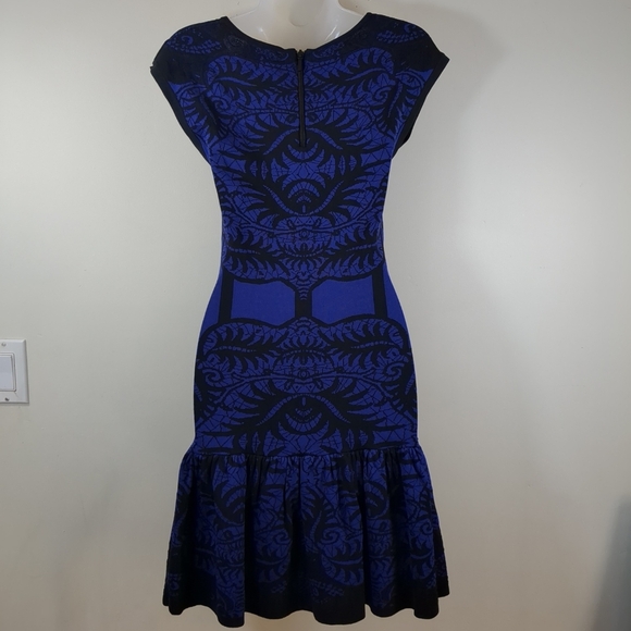 Nicole Miller Artelier graphic above knee dress ,blueish purple/ black, size P - Picture 4 of 10